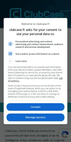 Anteprima del sito Clubcase, media di Francia per articoli sponsorizzati
