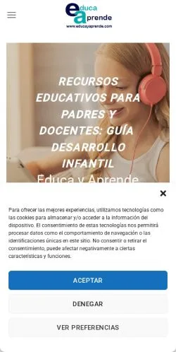 Förhandsvisning av webbplatsen Educayaprende, medium i Spanien för sponsrade artiklar