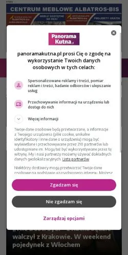 Anteprima del sito PanoramaKutna, media di Polonia per articoli sponsorizzati