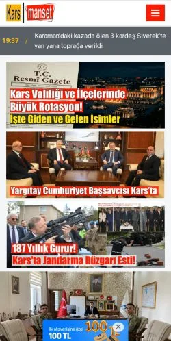 Vista previa del sitio Kars Manşet, medio de Turquía para artículos patrocinados