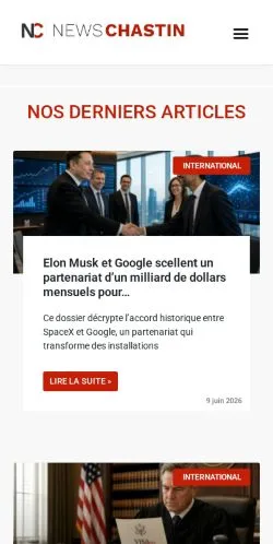 Anteprima del sito Chastin News, media di Francia per articoli sponsorizzati