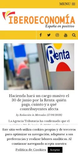 스폰서 기사용 스페인 매체 Iberoeconomía 사이트 미리보기