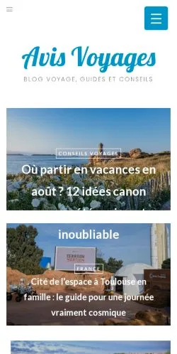 Anteprima del sito Avis Voyages, media di Francia per articoli sponsorizzati