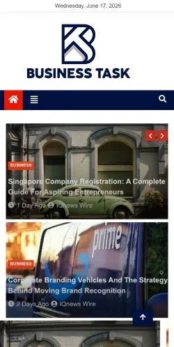 Anteprima del sito Business Task, media di Regno Unito per articoli sponsorizzati