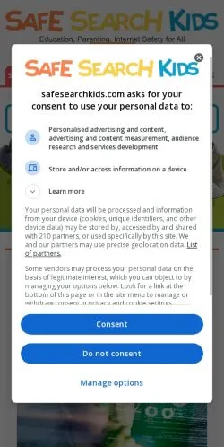 Anteprima del sito Safe Search Kids, media di Stati Uniti per articoli sponsorizzati