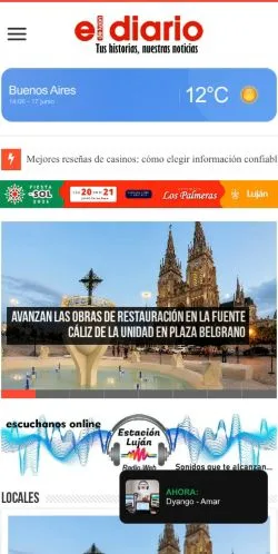 Anteprima del sito El Diario de Lujan, media di Spagna per articoli sponsorizzati