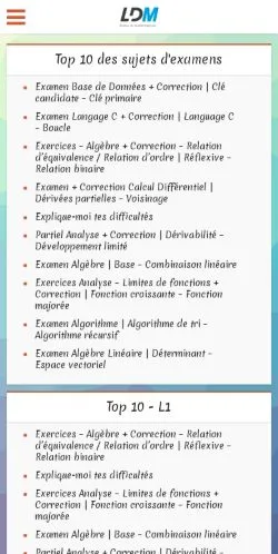 Anteprima del sito Licence De Mathématiques, media di Francia per articoli sponsorizzati