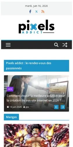 Podgląd witryny Pixels Addict, medium z kraju Francja do artykułów sponsorowanych