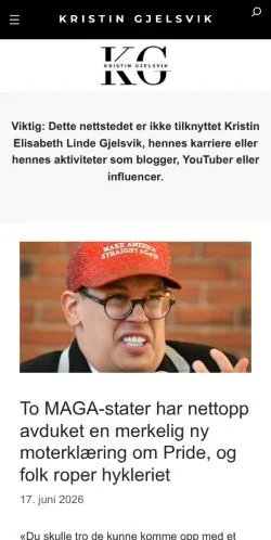 Anteprima del sito Kristin Gjelsvik, media di Norvegia per articoli sponsorizzati