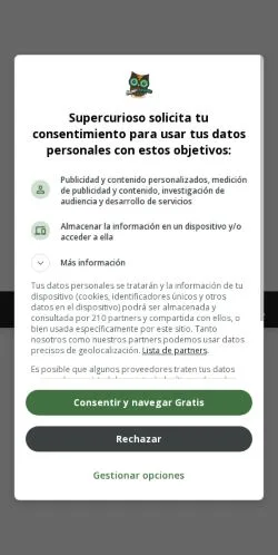 Anteprima del sito Supercurioso, media di Spagna per articoli sponsorizzati