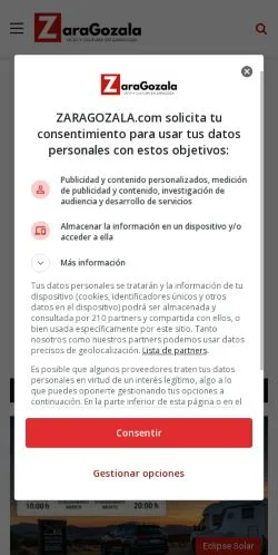 Anteprima del sito Zaragozala, media di Spagna per articoli sponsorizzati