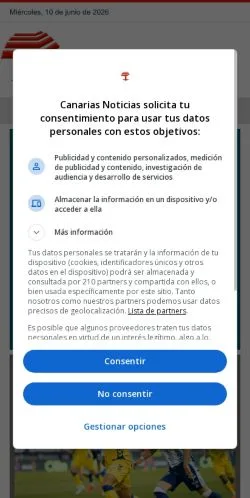스폰서 기사용 스페인 매체 Canarias Noticias 사이트 미리보기