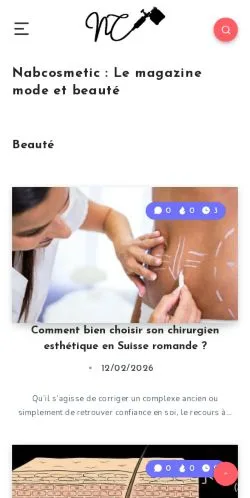Anteprima del sito Nabcosmetic, media di Francia per articoli sponsorizzati