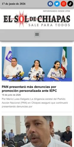 Anteprima del sito El Sol de Chiapas, media di Spagna per articoli sponsorizzati