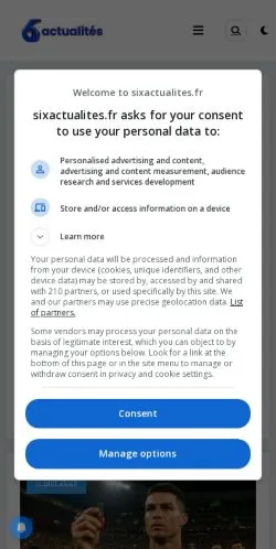 Anteprima del sito Six Actualités, media di Francia per articoli sponsorizzati