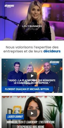 Anteprima del sito Décideurs News, media di Francia per articoli sponsorizzati