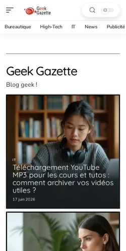 Anteprima del sito Geek Gazette, media di Francia per articoli sponsorizzati
