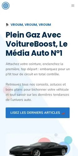 Vista previa del sitio VoitureBoost, medio de Francia para artículos patrocinados