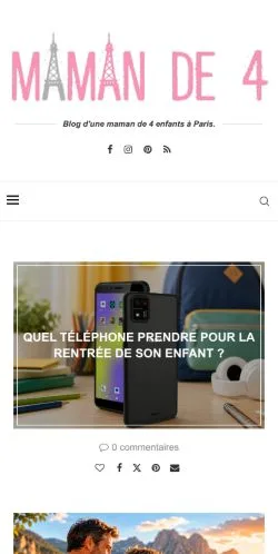Pré-visualização do site Maman de 4, meio de França para artigos patrocinados