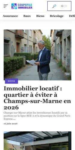 Anteprima del sito Coupefile Immobilier, media di Francia per articoli sponsorizzati