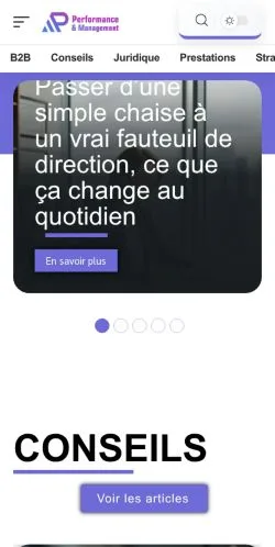Aperçu du site Performance et Management, média de France pour articles sponsorisés