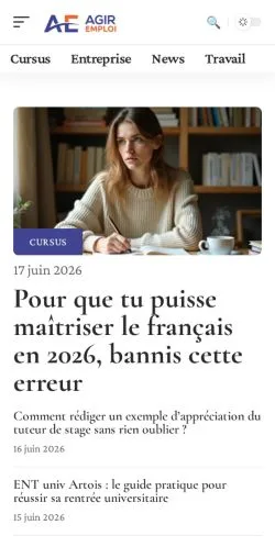 Anteprima del sito Agir Emploi, media di Francia per articoli sponsorizzati