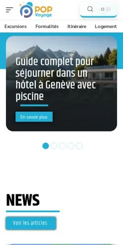 Anteprima del sito Pop Voyages, media di Francia per articoli sponsorizzati