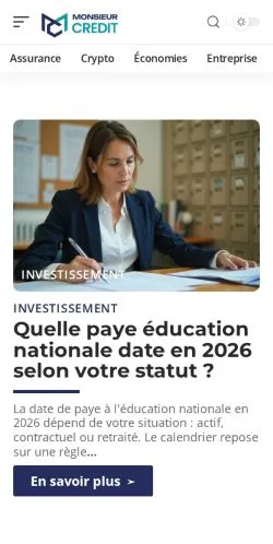 Anteprima del sito Monsieur Crédit, media di Francia per articoli sponsorizzati