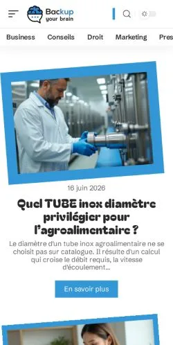 Vista previa del sitio BackUpYourBrain, medio de Francia para artículos patrocinados