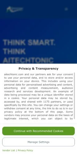Voorbeeld van de site AiTechtonic, medium uit Verenigde Staten voor gesponsorde artikelen