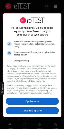 Vista previa del sitio reTEST, medio de Polonia para artículos patrocinados