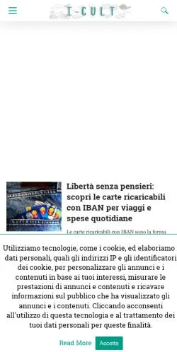 スポンサード記事向けのイタリアメディア、i-Cult!のサイトプレビュー