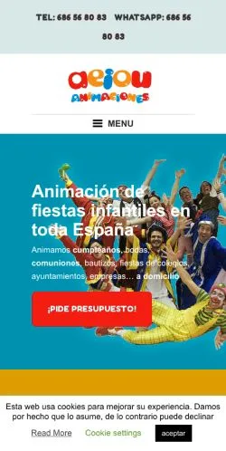 스폰서 기사용 스페인 매체 Animaciones Aeiou 사이트 미리보기