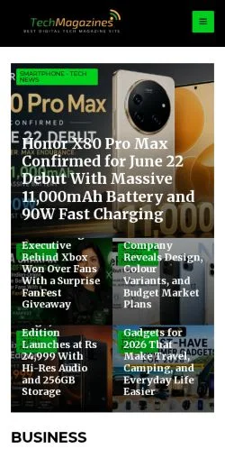 Sponsorlu makaleler için Amerika Birleşik Devletleri medyası TechMagazines sitesinin önizlemesi