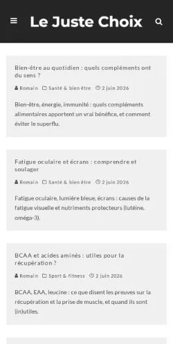 Preview of the Le Juste Choix website, a media outlet in France for sponsored articles