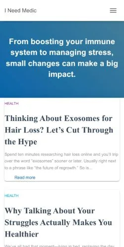 Anteprima del sito I Need Medic Website, media di Stati Uniti per articoli sponsorizzati