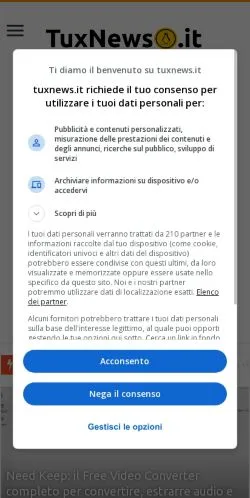 Anteprima del sito TuxNews, media di Italia per articoli sponsorizzati