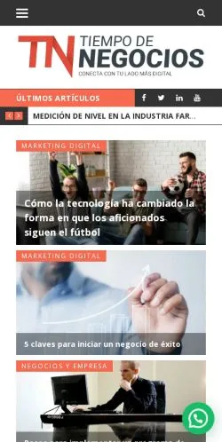 Anteprima del sito Tiempo de Negocios, media di Spagna per articoli sponsorizzati