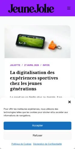 Anteprima del sito Jeune & Jolie, media di Francia per articoli sponsorizzati