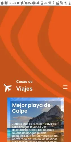 Forhåndsvisning av nettstedet Cosas de Viajes, medium fra Spania for sponsede artikler