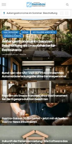 Forhåndsvisning av nettstedet Gastroecho, medium fra Tyskland for sponsede artikler