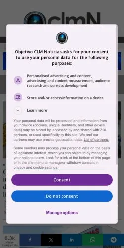 Anteprima del sito Objetivo CLM, media di Spagna per articoli sponsorizzati
