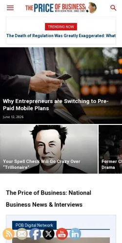 스폰서 기사용 미국 매체 The Price Of Business 사이트 미리보기