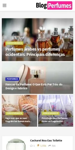 Anteprima del sito Blog Perfumes, media di Portogallo per articoli sponsorizzati