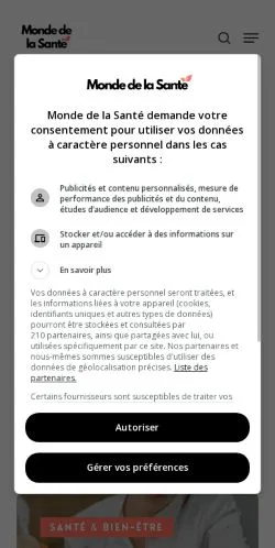 스폰서 기사용 프랑스 매체 Monde de la Santé 사이트 미리보기