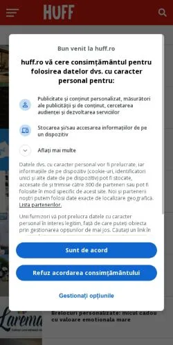 Vorschau der Website HUFF, Medium aus Rumänien für gesponserte Artikel