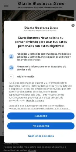 Pré-visualização do site Diario Business News, meio de Espanha para artigos patrocinados