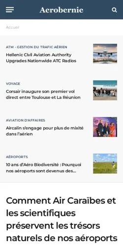 Anteprima del sito Aerobernie, media di Francia per articoli sponsorizzati