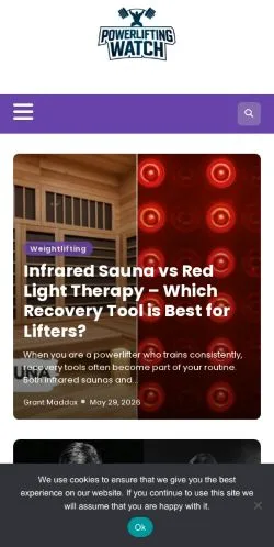 スポンサード記事向けのアメリカ合衆国メディア、Powerlifting Watchのサイトプレビュー