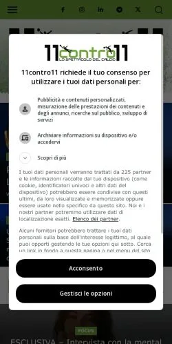 Podgląd witryny 11contro11, medium z kraju Włochy do artykułów sponsorowanych
